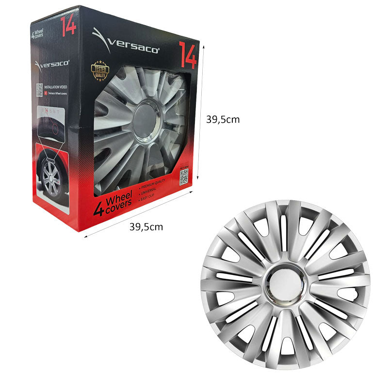 Versaco Σετ Τάσια Αυτοκινήτου 4τμχ 14" Ασημί - Wheel Covers OEM
