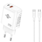 Wisdomup Φορτιστής Κινητού USB-C και USB με Καλώδιο Type-C σε Type-C 20W OCD-31T - Fast Charger with Type-C to Type-C Cable OEM