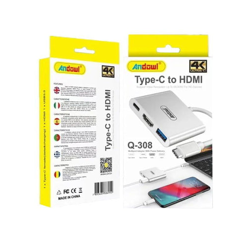 Andowl Type C σε HDMI Αντάπτορας με πολλές Θύρες Q-308 - Type C to HDMI ANDOWL