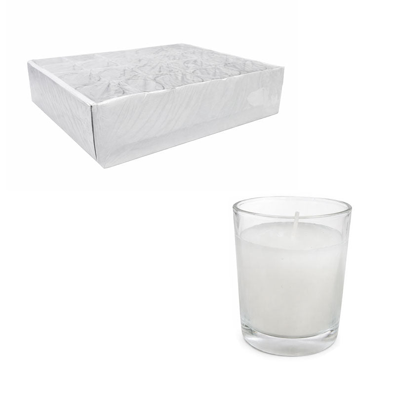 Γυάλινο Κερί Ρεσώ Λευκό – White Glass Votive Candle OEM