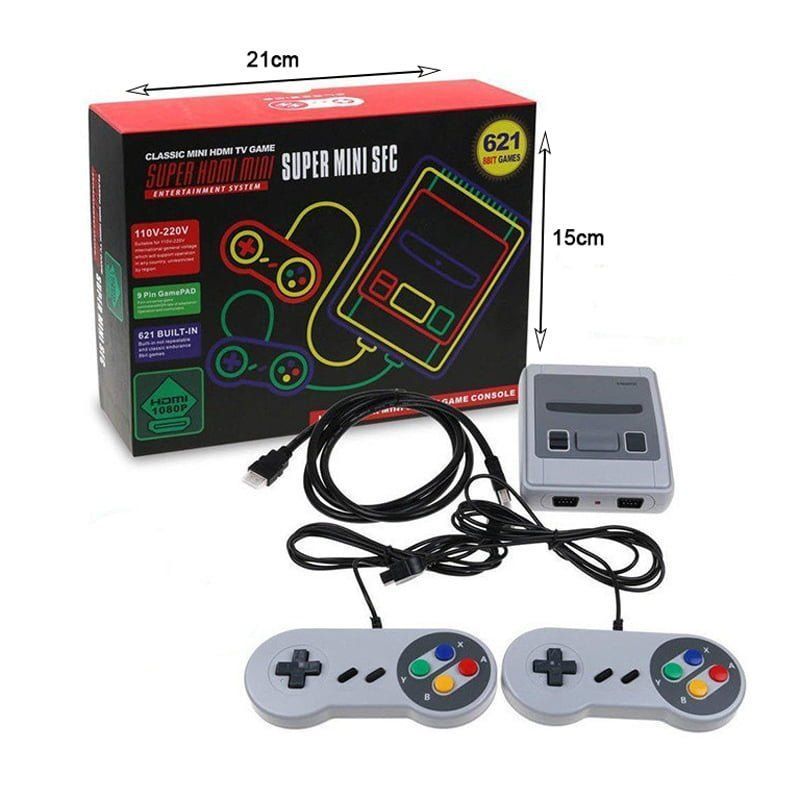Ηλεκτρονική Παιδική Ρετρό Κονσόλα HDMI Mini με 621 Παιχνίδια & 2 Χειριστήρια - Super Mini SFC 621 Games OEM