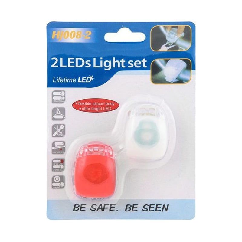 Σετ φώτα ποδηλάτου σιλικόνης HJ008-2 LEDs light set - Bike light set OEM