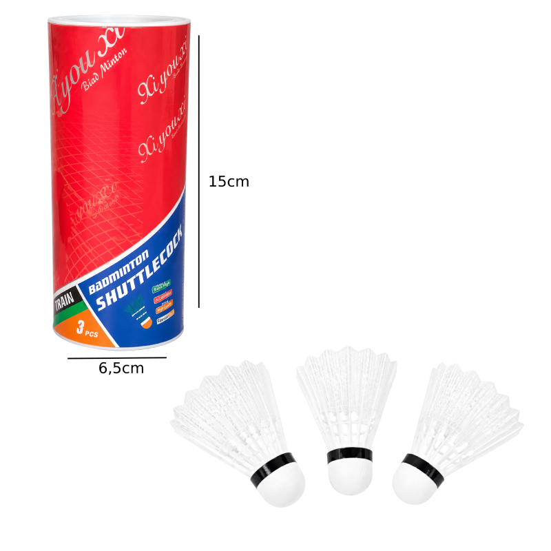 Σετ 3 Φτερά Badminton Προπόνησης σε Θήκη - Set of 3 Training Badminton Shuttlecocks in Tube OEM