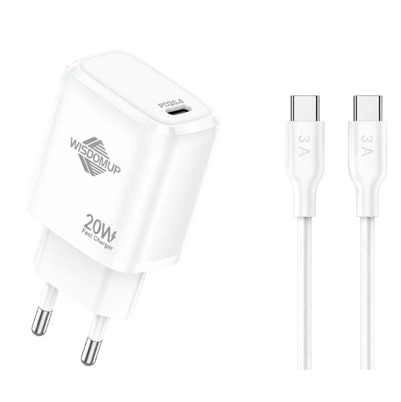Wisdomup Φορτιστής Κινητού USB-C με Καλώδιο Type-C σε Type-C 20W OCD-33T - Fast Charger with Type-C to Type-C Cable OEM