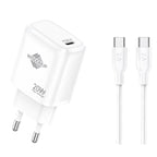 Wisdomup Φορτιστής Κινητού USB-C με Καλώδιο Type-C σε Type-C 20W OCD-33T - Fast Charger with Type-C to Type-C Cable OEM