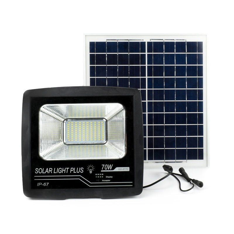 Στεγανός Ηλιακός Προβολέας IP67 Ισχύος 100W με Τηλεχειριστήριο σε Μαύρο χρώμα GD-8770 OEM