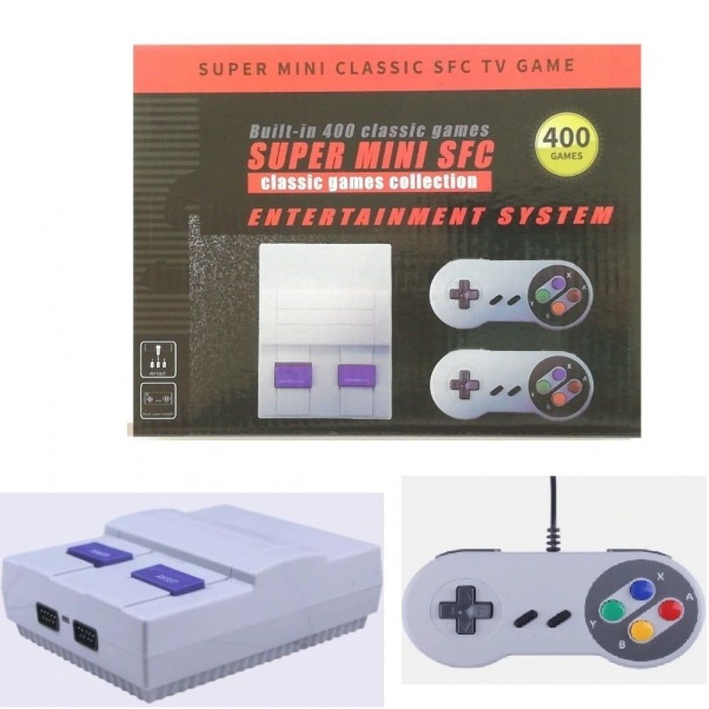 Ηλεκτρονική Παιδική Ρετρό Κονσόλα με 400 Παιχνίδια & 2 Χειριστήρια - Super Mini SFC 400 Games OEM