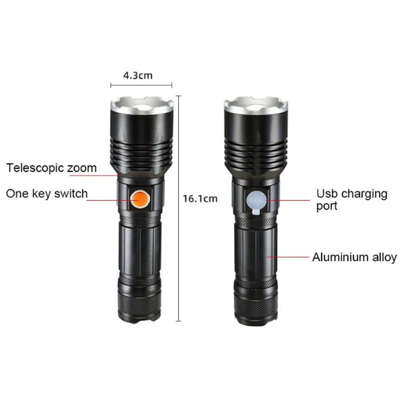 Επαναφορτιζόμενος φακός XH-P50 BX-P07 1500 lumens - Glare flashlight OEM