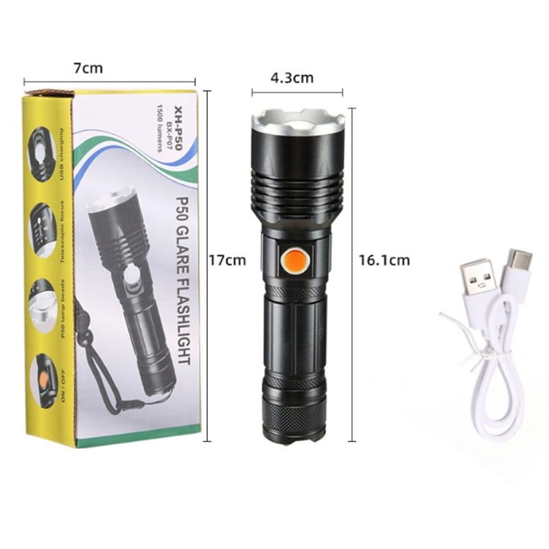 Επαναφορτιζόμενος φακός XH-P50 BX-P07 1500 lumens - Glare flashlight OEM