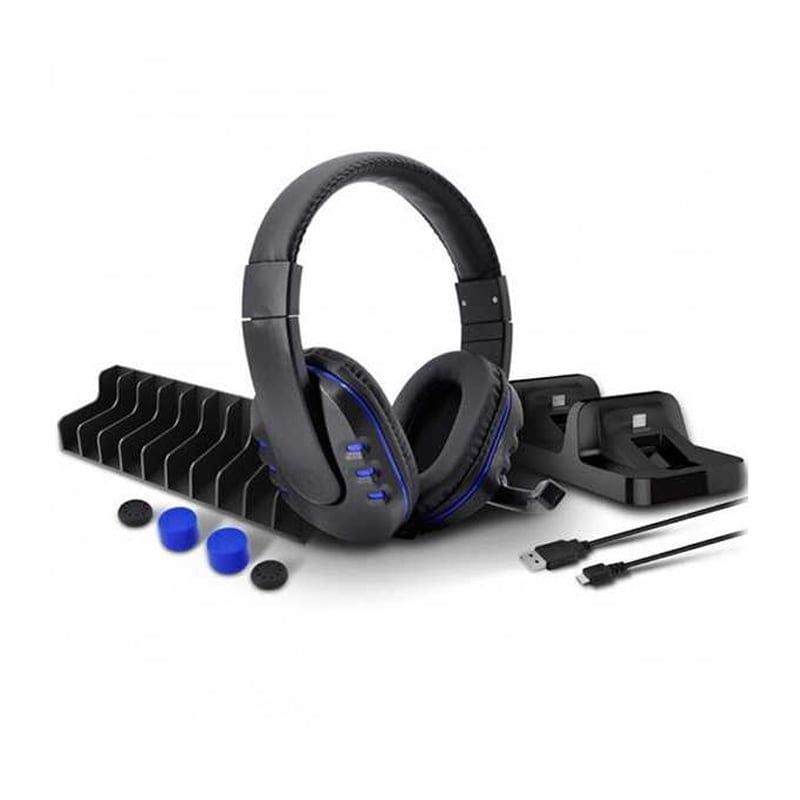 DOBE Σετ 5in1 PS4 με ακουστικά, βάση φόρτισης τηλεχειριστηρίων - 5in1 Game Pack for P-4 Series DOBE
