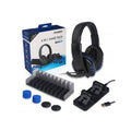 DOBE Σετ 5in1 PS4 με ακουστικά, βάση φόρτισης τηλεχειριστηρίων - 5in1 Game Pack for P-4 Series DOBE
