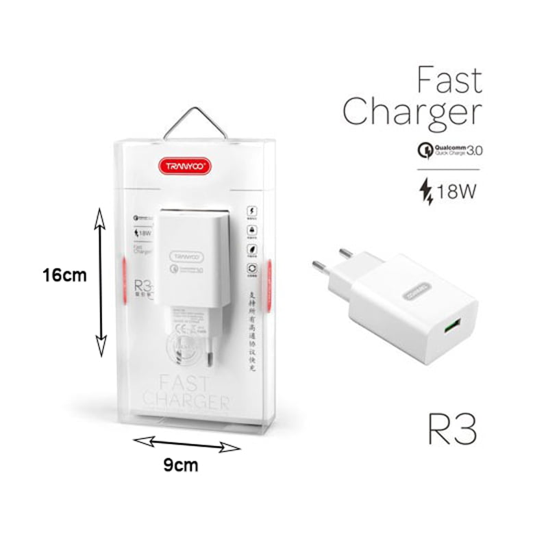 TRANYOO 18W γρήγορος φορτιστής QC3.0 R3 – Fast charger Tranyoo