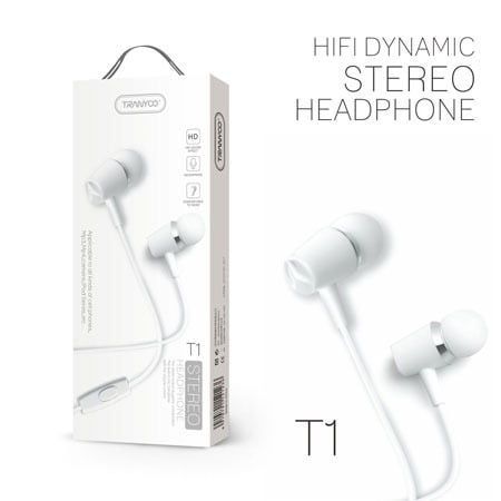 Tranyoo Ενσύρματα ακουστικά T1 HD- Earphones Dynamic stereo Headphone Tranyoo