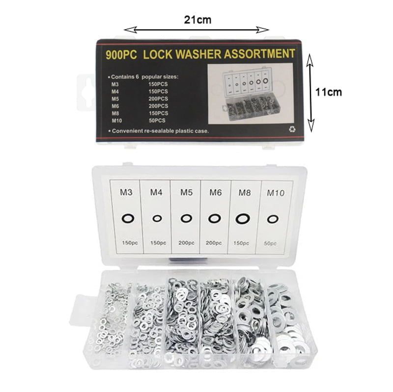 Ροδέλες αλουμινίου 900τμχ - 900pcs Lock washer assortment OEM