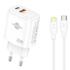 Wisdomup Φορτιστής Κινητού USB-C και USB με Καλώδιο Lightning σε Type-C 20W OCD-31P - Fast Charger with Lightning to Type-C Cable OEM