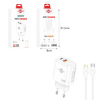 Wisdomup Φορτιστής Κινητού USB-C και USB με Καλώδιο Lightning σε Type-C 20W OCD-31P - Fast Charger with Lightning to Type-C Cable OEM