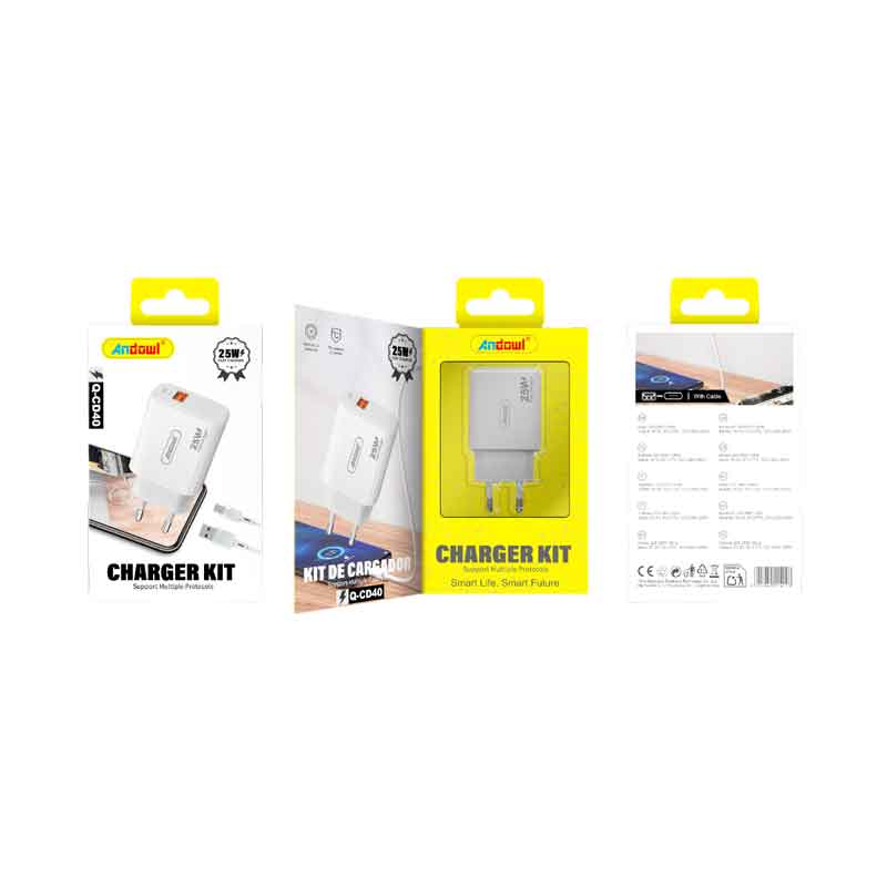 Andowl Φορτιστής κινητού με καλώδιο Type-C Q-CD40 -Mobile charger with Type-C cable Q-CD40 ANDOWL