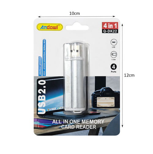 Andowl Αναγνώστης Καρτών Μνήμης USB 2.0 4 σε 1 Q-DK22 - Memory Card Reader Andowl