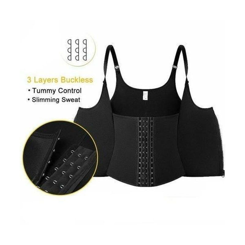 Γυναικείος κορσές μέσης - Adjustable shoulder strap body waist cincher vest - Μαύρο - XL OEM
