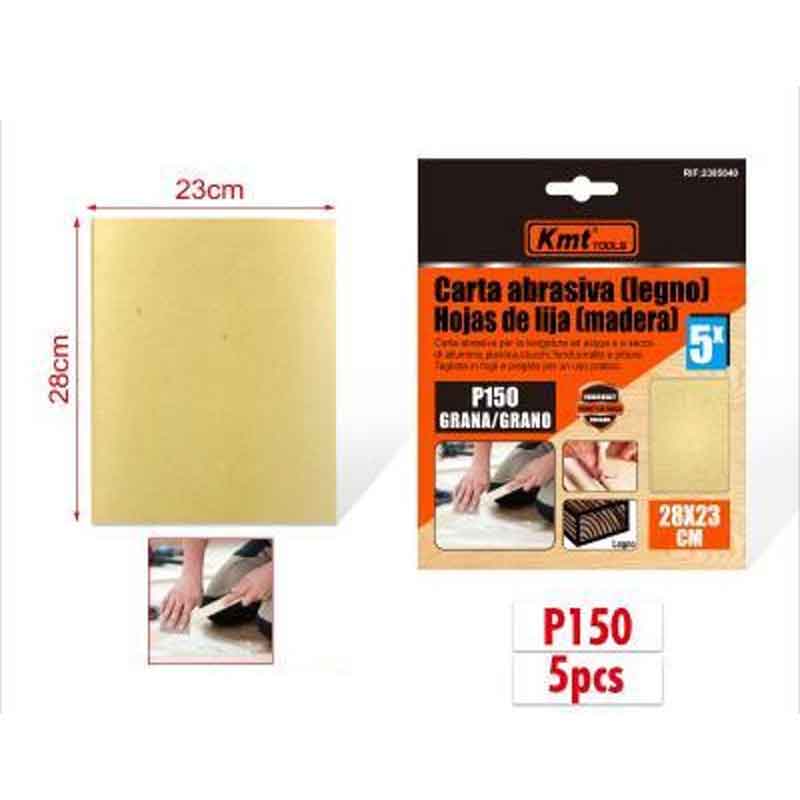 KMT Γυαλόχαρτο Ξύλου P150 5τμχ 28x23cm - Abrasive paper KMT