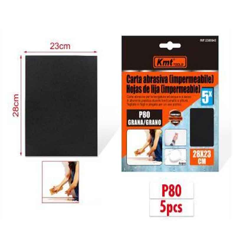 KMT Γυαλόχαρτο Αδιάβροχο P80 5τμχ 28x23cm - Abrasive paper KMT