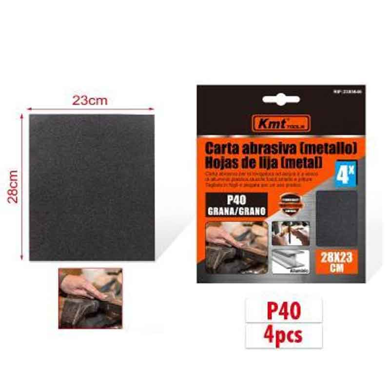 KMT Γυαλόχαρτο Μετάλλου P40 4τμχ 28x23cm - Abrasive paper KMT