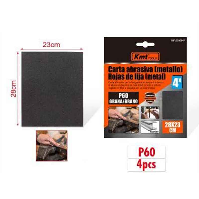 KMT Γυαλόχαρτο Μετάλλου P60 4τμχ 28x23cm - Abrasive paper KMT