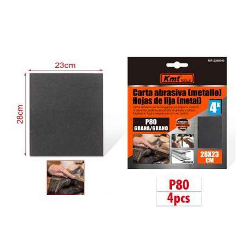 KMT Γυαλόχαρτο Μετάλλου P80 4τμχ 28x23cm - Abrasive paper KMT