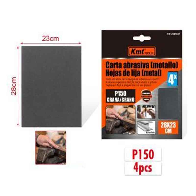 KMT Γυαλόχαρτο Μετάλλου P150 4τμχ 28x23cm - Abrasive paper KMT