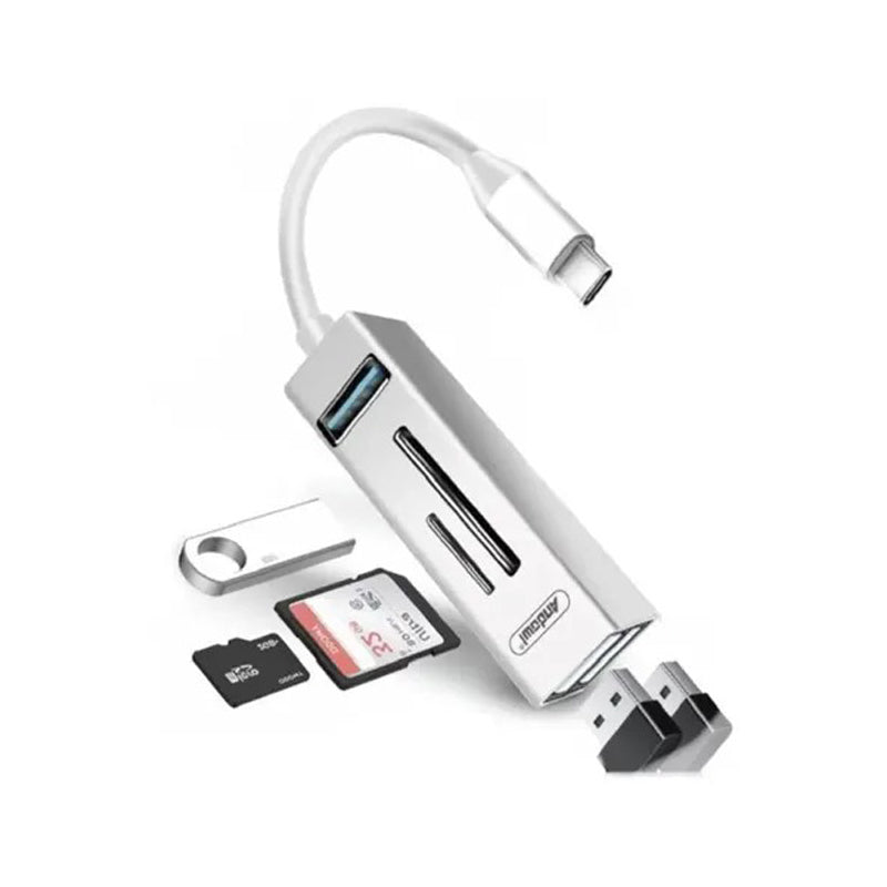 Πολυλειτουργικό Hub USB Type C 5 σε 1 με Αναγνώστη Καρτών και Θύρες USB - Multiport USB Type C Hub 5 in 1 with Card Reader and USB Ports OEM