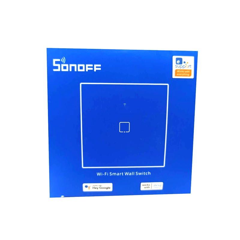 Sonoff TX T0 Χωνευτός Διακόπτης Τοίχου Wi-Fi για Έλεγχο Φωτισμού με Πλαίσιο και Ένα Πλήκτρο Αφής Φωτιζόμενος Λευκός – Google Home, Alexa OEM
