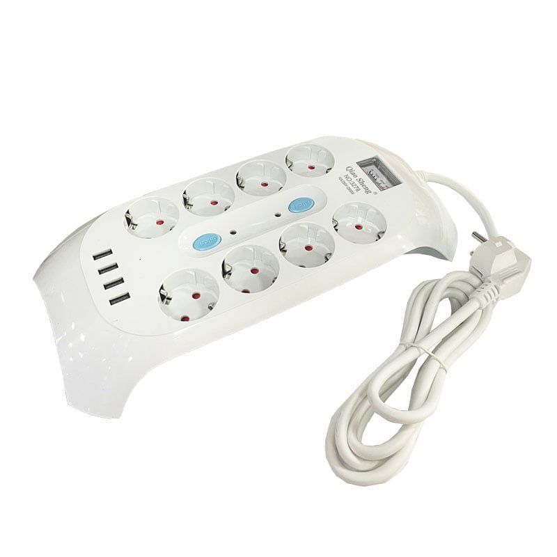 Qiao Sheng Πολύμπριζο 8 Θέσεων 10Α/250V-2500W 2m NO:3278 - Smart power 8 power socket OEM
