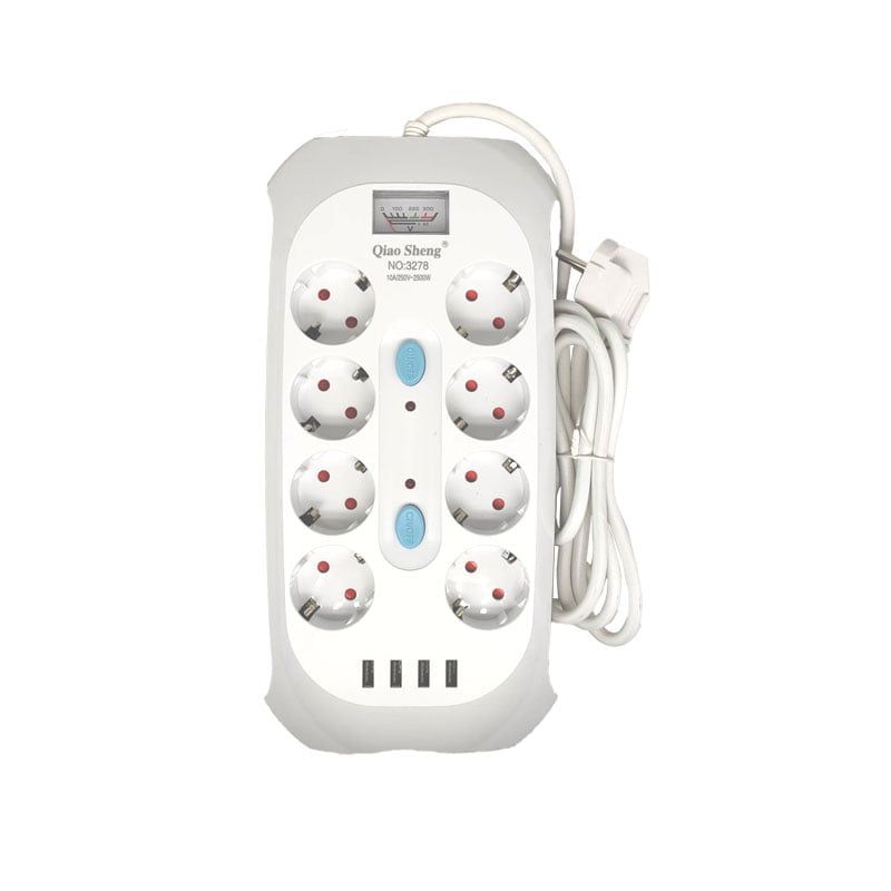 Qiao Sheng Πολύμπριζο 8 Θέσεων 10Α/250V-2500W 2m NO:3278 - Smart power 8 power socket OEM