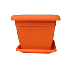 Γλάστρα με πιατάκι 17*19cm - Flower pot - Πορτοκαλί OEM