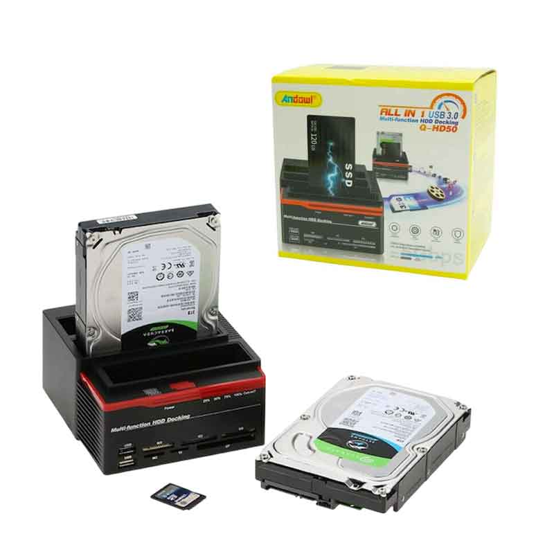 Andowl AN-Q-HD50 Docking Station για 2 Σκληρούς Δίσκους SATA 2.5" / 3.5" με σύνδεση USB 2.0 - All in 1 Multi-function HDD Docking ANDOWL