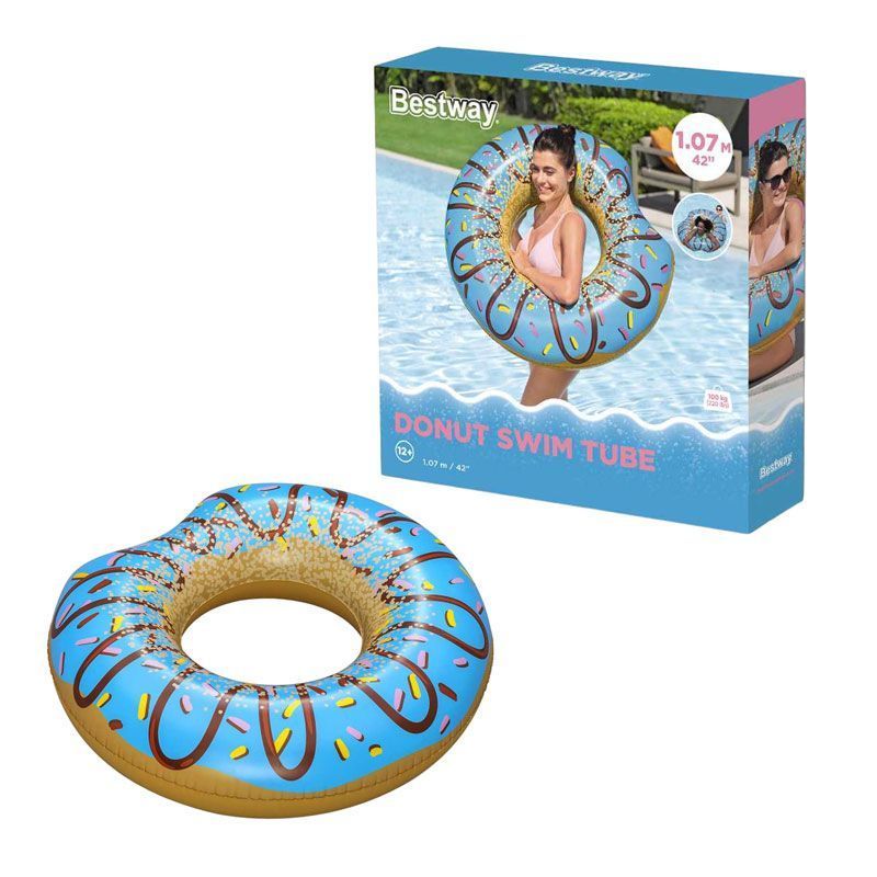 Φουσκωτό σωσίβιο Ντόνατ 1τμχ 36118- Inflatable Donut Swim Tube - Λευκό - Μπλε - Ροζ OEM