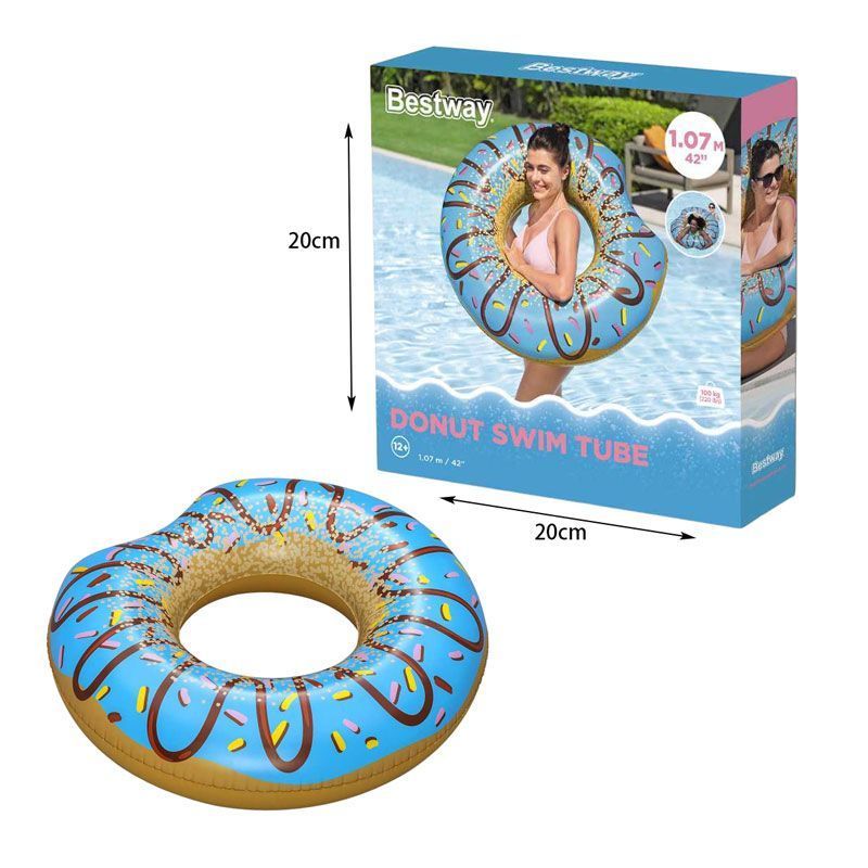 Φουσκωτό σωσίβιο Ντόνατ 1τμχ 36118- Inflatable Donut Swim Tube - Λευκό - Μπλε - Ροζ OEM