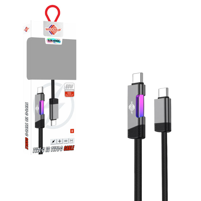 Wisdomup Καλώδιο Φόρτισης Type-C σε Type-C Ταχείας Φόρτισης SJX-45CC - Type-C to Type-C Fast Charging Cable OEM