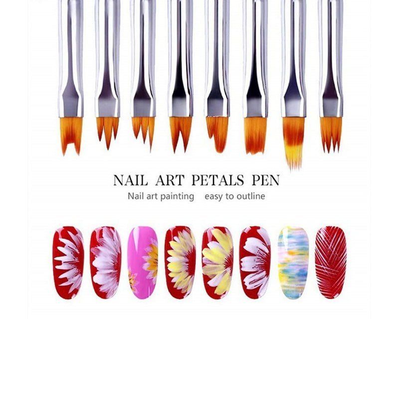 Σετ πινέλα νυχιών 8τμχ - Nail brushes 8 pcs OEM
