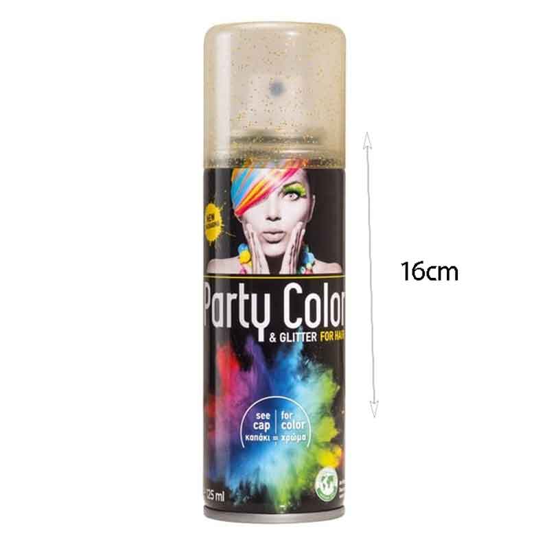 Αποκριάτικο Σπρέι Μαλλιών Glitter Χρυσό - 125ml - Party Color & Glitter For Hair OEM