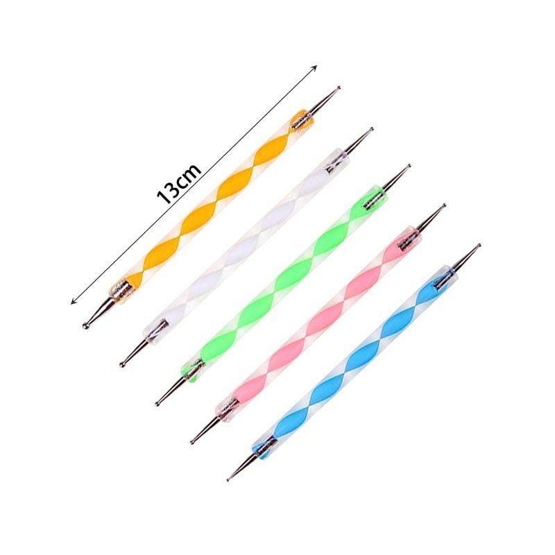 Σετ εργαλείων σχεδιασμού νυχιών 5τμχ - Double-edged Plastic Dotting Pen 5pcs OEM