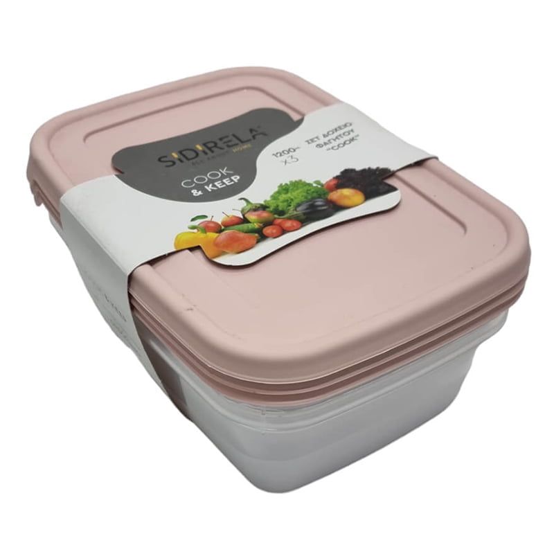 Sidirela Δοχείο Φαγητού Πλαστικό Cook & Keep 1.2L 3τμχ - Food save OEM