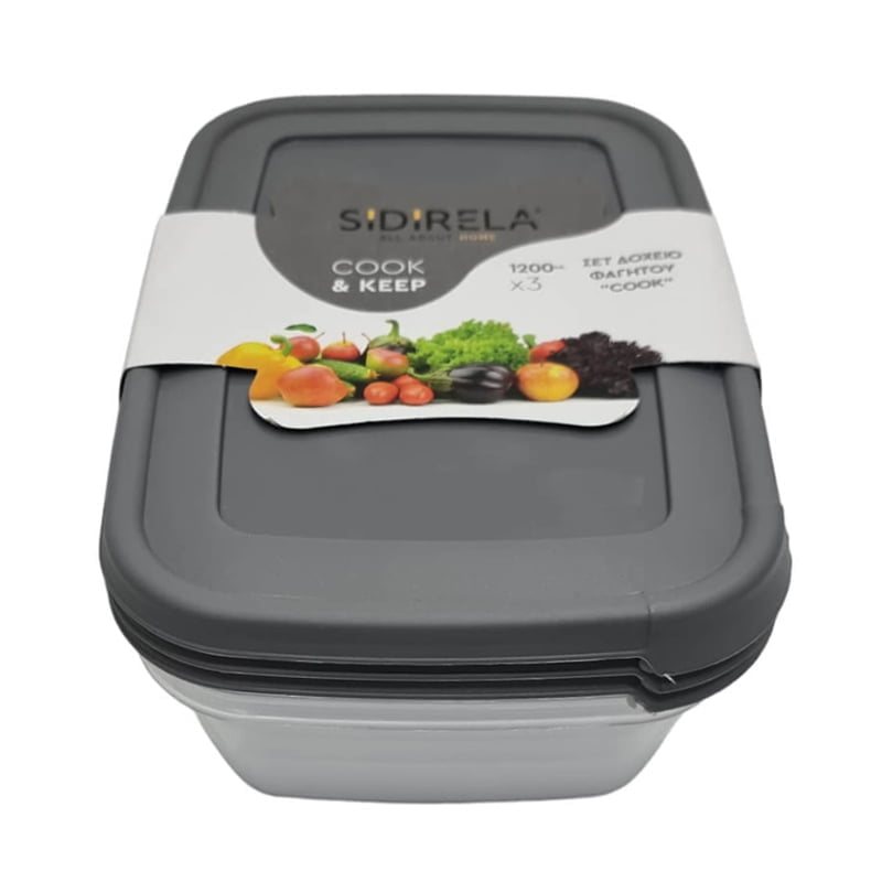 Sidirela Δοχείο Φαγητού Πλαστικό Cook & Keep 1.2L 3τμχ - Food save OEM