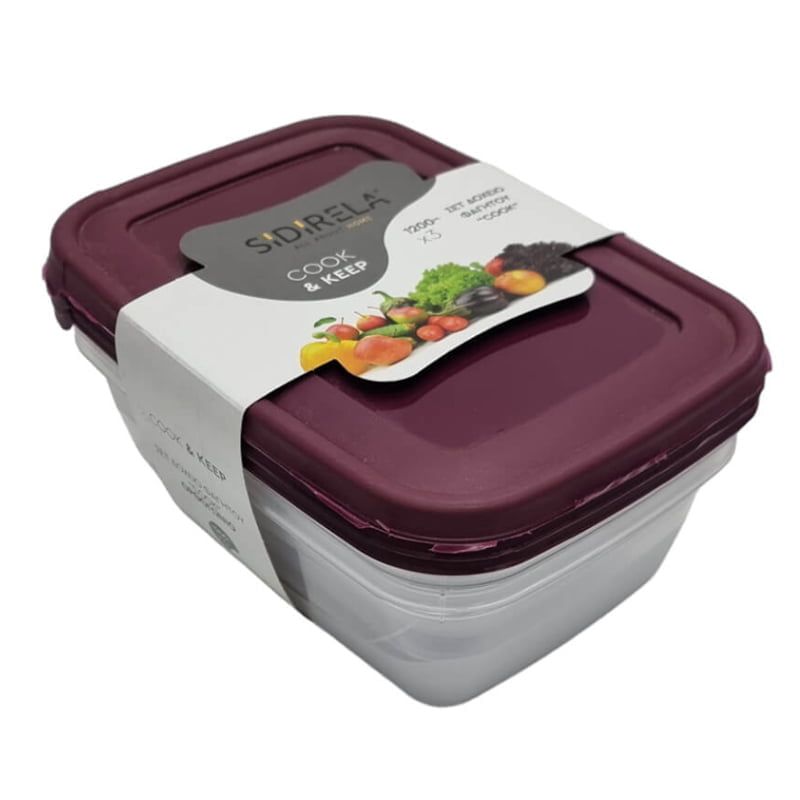 Sidirela Δοχείο Φαγητού Πλαστικό Cook & Keep 1.2L 3τμχ - Food save OEM