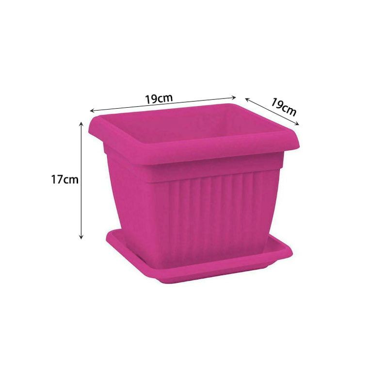 Γλάστρα με πιατάκι 17*19cm - Flower pot - Ροζ OEM