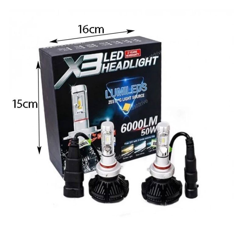X3 LED Λάμπες Αυτοκινήτου H11 6000LM 50W- X3 LED HEADLIGHT OEM