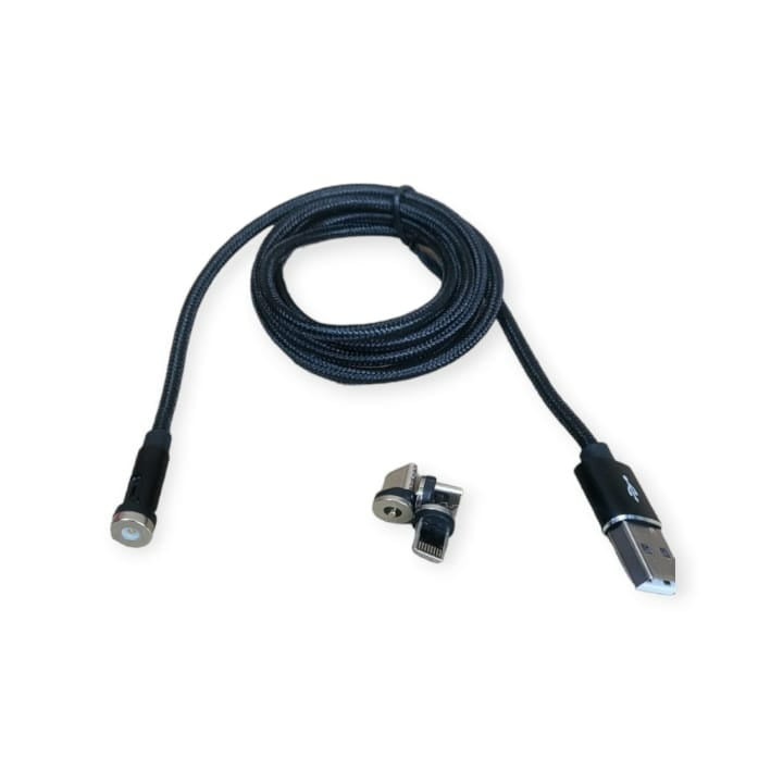 Treqa CA-847 Μαγνητικό Καλώδιο Φόρτισης 3.4A 180° 3 σε 1 Lightning - USB-C - MicroUSB 1m - Magnetic 3 in 1 Cable Type C. Lighting And V8 3.4A Treqa