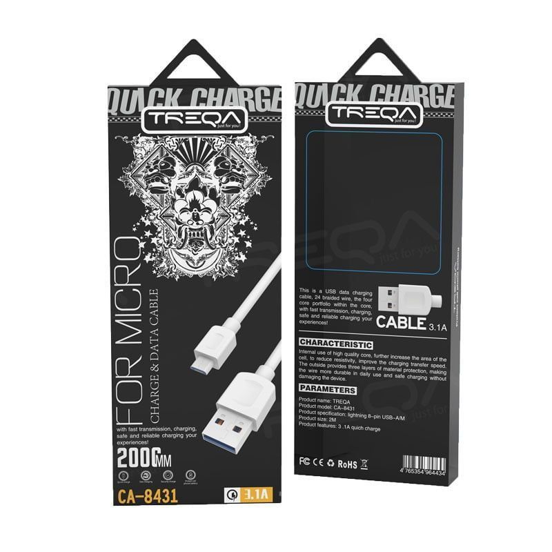Treqa Καλώδιο γρήγορης φόρτισης Micro 2m CA-8431- Fast Charger Cable Treqa