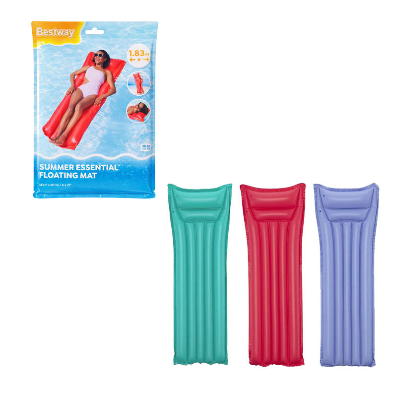 Bestway Φουσκωτό Στρώμα Θαλάσσης Bestway 1.83m - Summer Essential Floating Mat - Διάφανο - Μπλε - Ροζ OEM