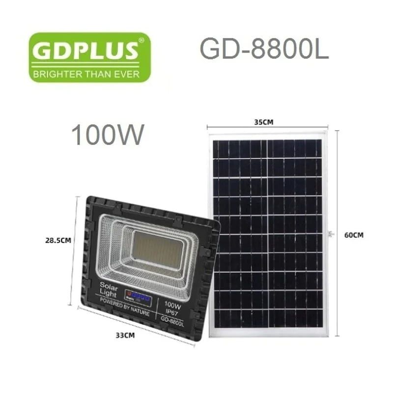 GDPlus Ηλιακός προβολέας τοίχου με τηλεχειριστήριο 100W GD-8800L - Solar Flood Light OEM